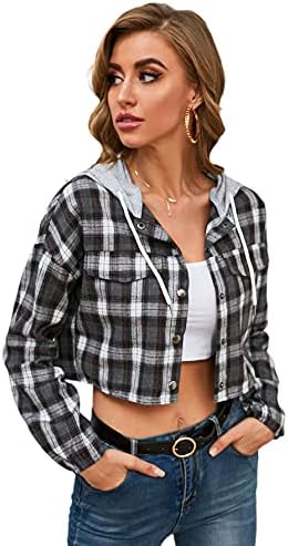 SOLY HUX Ženski pokrivač majica s kapuljačom i dugih rukava, Skraćeno top, majicu na zakopčane, bluza