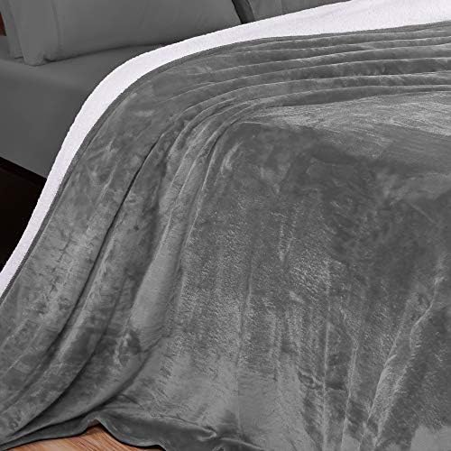 Utopija posteljina Sherpa Krevet Pokrivač Veličine Queen Siva 480GSM Плюшевое deka Флисовое реверсивное Pokrivač