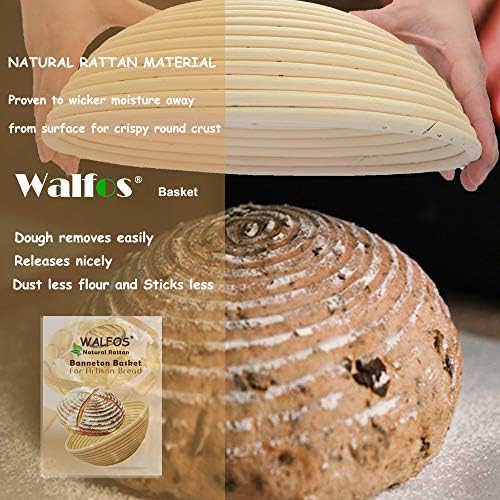 Walfos 9-inčni Skup okrugla Košara za расстойки Banneton - Košarica za kruh na kiselo tijesto u francuskom stilu,