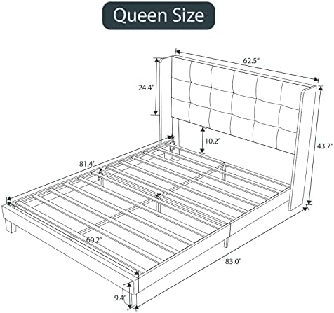 Okvir kreveta na platformi sa sklopivim naslonom Einfach Queen sa mekom podlogom s uzglavljem/Madrac-osnova