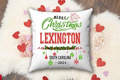 Božićno Jastuk Za Jastuk Ukrasni Lexington, Južna Karolina, čestit Božić 2021 Odmor Seoska Seoska Kuća Umetanje