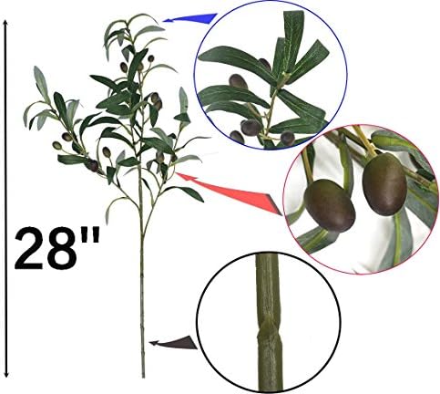 Umjetne Biljke Zelje Maslinovom Grančicom Stabljike Lažni Biljke Zelenih listova Voće Grane Lišće za Kućni Ured Izvana DIY-Dekor u obliku Vijenac 28 cm (3 komad)