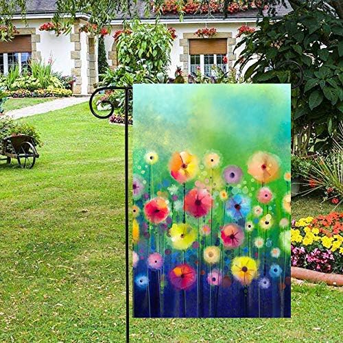 Akvarel ShineSnow Apstraktne Proljeće-Ljeto Sezonske Zeleni Cvijet Cvijeće Zastava Артхауса 28 x 40 Dvostrani