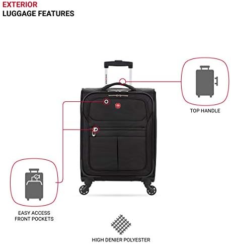 Prtljaga SwissGear 4010 Softside s rotirajućim točkovima, Crni, Za Ručne prtljage 18 cm