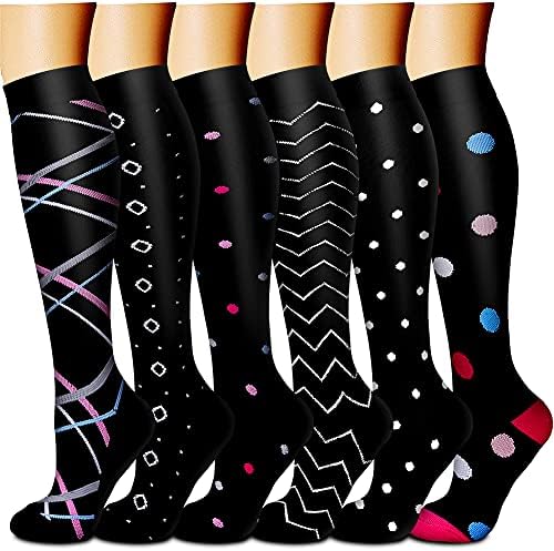 Kompresije čarape CHARMKING za žene i muškarce (6 parova) 15-20 mm hg. žlice. najbolje za atletiku, Trčanja, putovanja, podršku