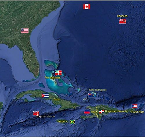 Morski skup Blue Marble se sastoji od 12 Zastave Ljubaznost i Karantena za SAD, Kanade, bermuda, Bahami i Veliki Antili. 12 X 18 inča, otporan Na uv zračenje.