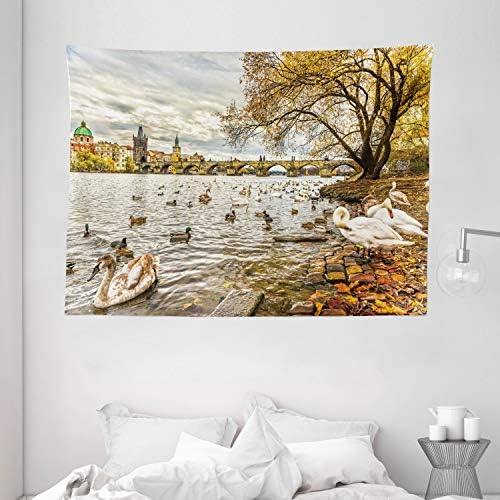 Krajolik tapiserija Амбесонне, Praški Karlov most, Stari grad Češke Republike, Lijep pogled na rijeku s likom