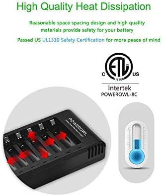 Punjač POWEROWL 8 Bay AA AAA (high speed punjenje putem USB-a, Nezavisni utor)+2800 mah i 1000 mah 1,2 NiMH