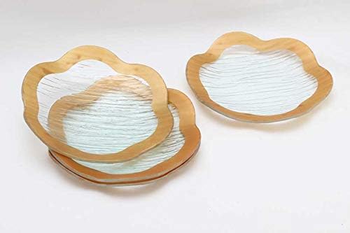 GAC Jedinstveni dizajn 7,5-Inčni Zupčasti Okrugli Desertna tanjura od kaljenog stakla Set od 4 - Shatterproof