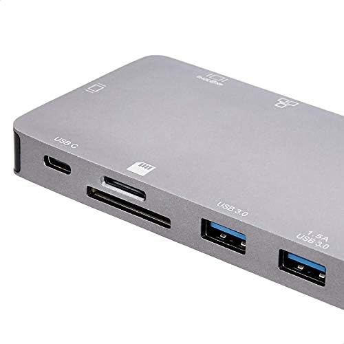 Aluminijska priključne stanice Osnove USB 3.1 Type-C s HDMI, VGA, Ethernet, 2 USB-A, čitač kartica SD/TF, port