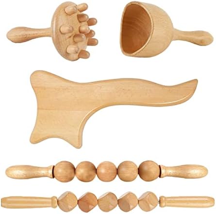 Skup masažnih alata za obradu drveta AICLLY 5 u 1,Роликовая štapić za ručnu masažu za korekciju figure,anti-celulit