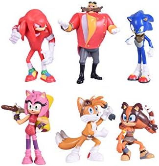 Max Smiješno set od 6 kom. Figurice Sonic jež, Toppers za kolače visine od 5-7 cm,-Prikupiti Sonic, Zglobove,