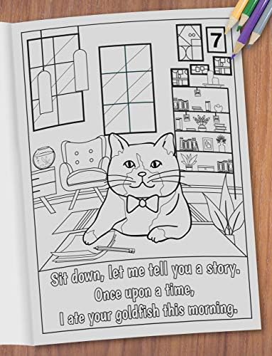 Život s Debelim njom maca - Zabavan Poklon za Ljubitelje Mačaka, Ideja Bijeli Slon - Uključuje 12 bojica - Knjiga,