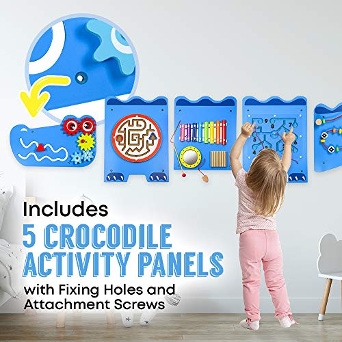 Male Bucmaste Zidni paneli za treninge s Krokodila - Vesele i edukativne igračke za djecu - Jednostavan za instalaciju Zidni Interaktivne društvene igre i labirinte za djecu Pridonose razvoju