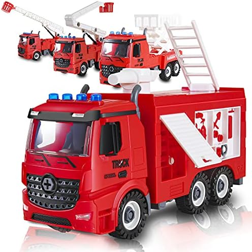 Set igračaka za vatrogasne strojeve SUNLONG 4 u 1, Kreativni, Dječija igračka za vatrogasne strojeve, Stražnja