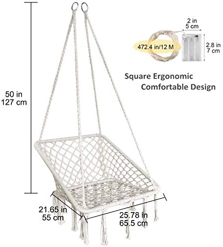 Stolica-viseća X-cosrack s pozadinskim osvjetljenjem - Pamučna Kvadratni oblik za Spavaće sobe Balkon u dvorištu