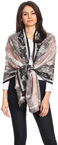 Саккас Serin Ženski silky soft reverzibilni šal od пашмины s cvjetnim uzorkom, maramu-šal, pakovanje