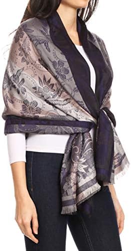 Саккас Serin Ženski silky soft reverzibilni šal od пашмины s cvjetnim uzorkom, maramu-šal, pakovanje