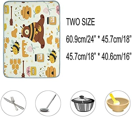 Crtani Slatka Pčele Nose Mobilne Banke Tepih za Sušenje Posuđa za Kuhinjske Površine, Upijajući Reverzibilni