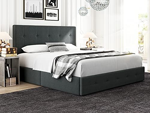 Okvir Kreveta-platforme s mekom presvlake veličine Queen-Size kreveta s 4 ladicama za pohranu, Oslanjanje na