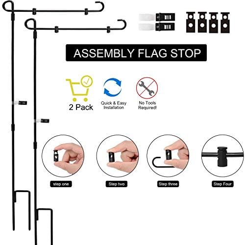 Postolje držača Vrt zastava LINKJET (2 pakiranja), Izdržljivo metalno računati za vrtni flagstaff s plastificiran, Držač za flagstaff na otvorenom u dvorištu, otporna na atmosferske uticaje i jednostavan za sastavljanje postolja za zastave