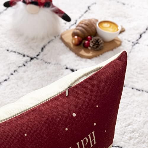 Dreamcountry 4 Pakiranje Božićnih jastuk pokriva 18x18 Cm Lana Odmor Ukrasne Jastučnice za Kauč,Trosjed Na otvorenom, farmer ' s kuće i Kućnog Božićni dekor