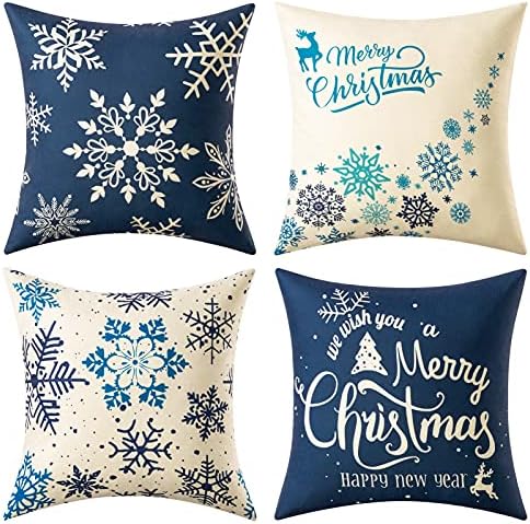 Dreamcountry 4 Pakiranje Božićnih jastuk pokriva 18x18 cm Lana odmor ukrasne jastučnice za kauč, trosjed Na otvorenom, farmer ' s kuće i Kućnog Božićni dekor