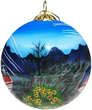 Art-Studio Kompanije Ručno Oslikane Staklene Božićne Dekoracije - Zračni Tramvaj Jackson Hole