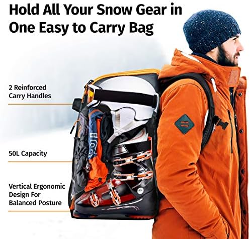 Torba za pancerice Ruksak 50Л - Snowboard i Ski cipele, Putnu torbu za kacigu za putovanje zrakoplovom - Ergonomski