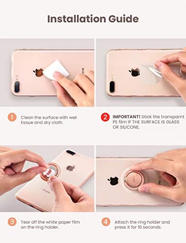 Pop za iPhone, Podesiva na 360° Postolje za telefon LISEN Stalak za prstenje na prstima, Sve metalne Olovke za telefon koji je Kompatibilan sa iPhone i svim telefonima-Rose gold