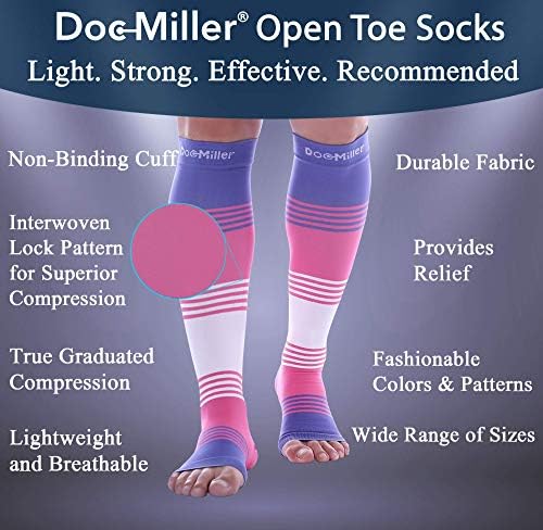 Kompresije čarape Doc Miller Premium klase s Otvorenim Vrhom Serija Haljine 1 Par od 20 do 30 mm hg. žlice.