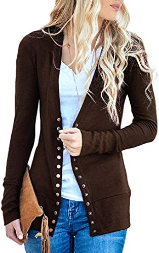 Ženski dres NENONA s V-izrez i gumbe, dugi rukav, mekan osnovni pletene kardigan, džemper
