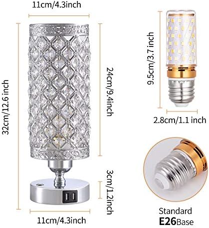 Kristalna lampe - Yarra Dekor 3 Opcije Boja svjetla za Spavaće sobe i Moderan USB noćno svjetlo Žarulja uz Pomoć