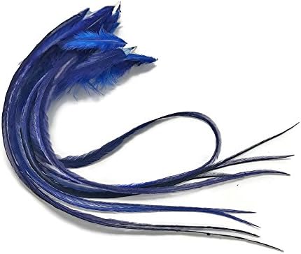 Perje za izgradnju kose; Čvrsta Debela Петушиные Perje Kraljevske plave boje, Dužine 11 Cm i više; 6 Komada U pakiranju